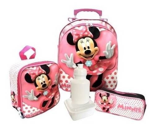 Kit Mochila Infantil Minnie Mouse Lisa M Rodinhas Menina F5