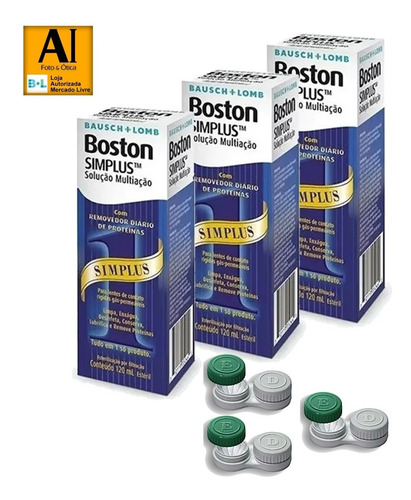 Imagem 1 de 3 de Solução Para Lentes Rígidas Boston Simplus 120ml 03 Caixas