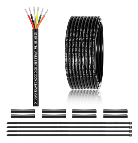 Cable Eléctrico De  22 Y 6 Conductores De 25 Pies, Ul 2464 2