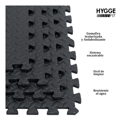 Imagen 3 de 10 de Pack X4 Piso Goma Eva Encastrable C/bordes 60x60cm 10mm Gym
