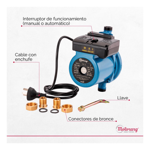 Imagen 5 de 12 de Bomba Presurizadora Motorarg Tip2 270 Watts