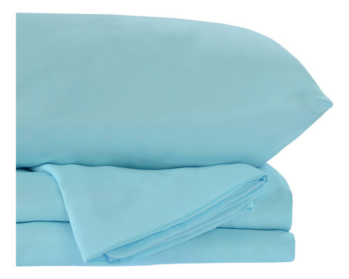 Juego de sábanas matrimonial TRL matrimonial Tacto Suave Egipcio con diseño liso color agua de 4 Piezas