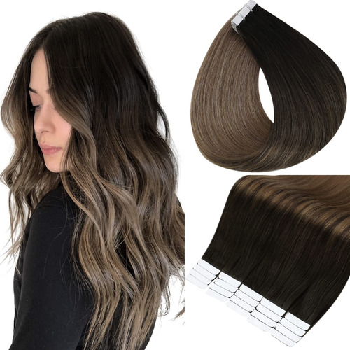 Extensiones De Cabello Humano Con Brillo Completo, Cinta De 