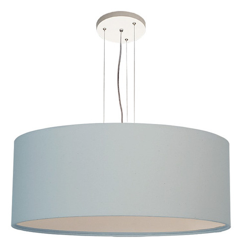 Lustre Pendente Redondo Cúpula Em Tecido 50x15 Cor Azul Bebê 110v/220v