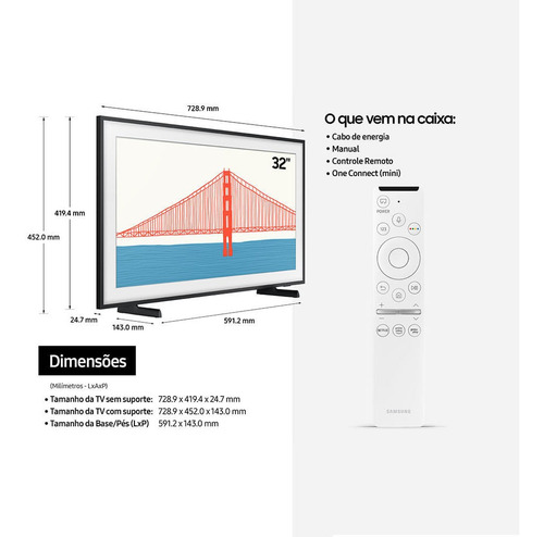 Imagem 11 de 11 de Smart Tv Samsung 32'' Qled Full Hd The Frame 32ls03t
