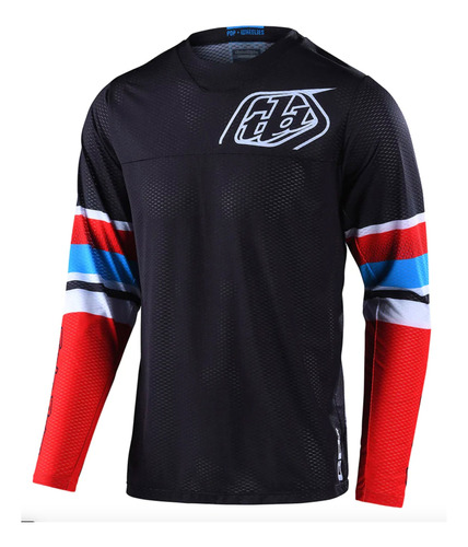 Polera De Moto Gp Air Warped Rojo Negro Troy Lee Designs