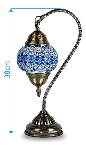 Luminária Pendente Modelo Turco Mosaico Azul 38cm