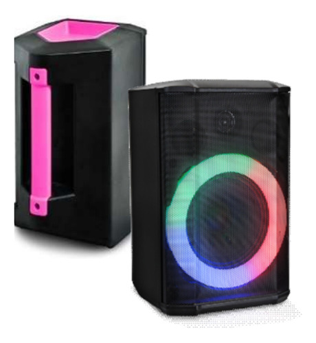 Parlante Malibu Rosa Con Woofer Led, Bt. Speaker 5.0, 18w Rms, Entradas Aux 3,5 Y 6,35, Cable Usb Y Bluetooth, Incluye Control Remoto