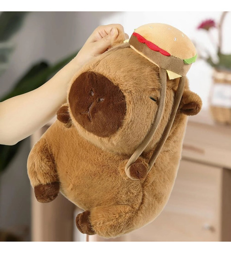 Peluche Almohada Con Manta Capibara Con Mochila Hamburguesa Capibara Mochi Hamrguesa