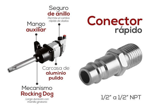 Imagen 3 de 6 de Llave De Impacto Neumatica Grande 1 Pulgada Pro Aksi 198001