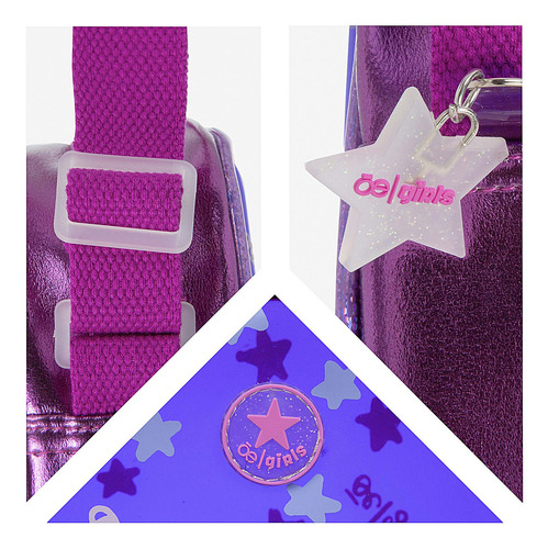 Bolsa tiracolo Cloe para menina com estampa de estrela roxa