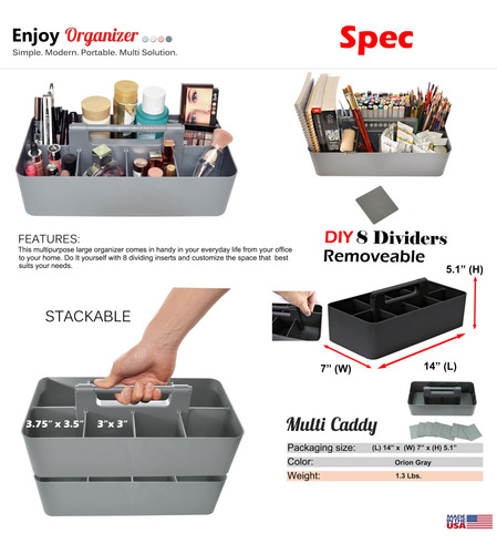 Organizador Portátil Apilable De Plástico Rosa Gris 2 Unidad