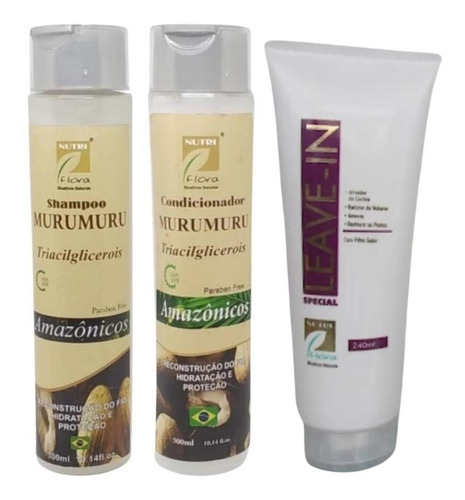  Kit Shampoo Condicionador Nutriflora Murumuru Leave-in