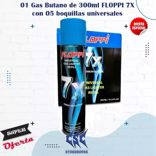 Tradineur - Cargador de gas para encendedor 300 ml con adaptadores, bombona  de gas mechero, botella de gas azul, rellenar mecher