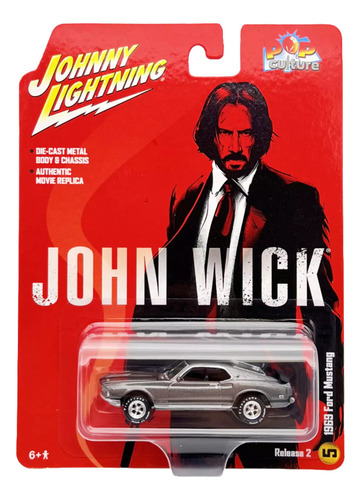Johnny Lightning John Wick Ford Mustang Mach I 1969 1/64 Color Plateado