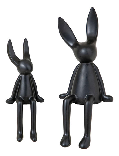 Estatuas Decorativas De Conejo Sentado De Cerámica, Negro