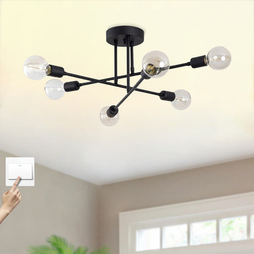 E27 E26 Lamp Pared Interior Lámpara De Techo Colgante Decorativas Ajustable 6 Luces Sala