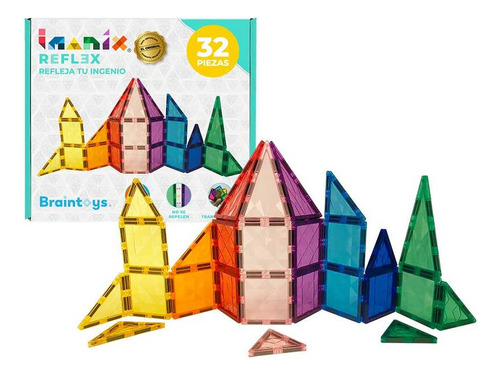 Imanix Reflex Cuadrados Y Triángulos 32 Piezas Magnéticas