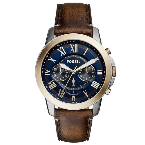 Relógio Masculino Fossil Blue Dial Fs5150/5an 44mm Couro