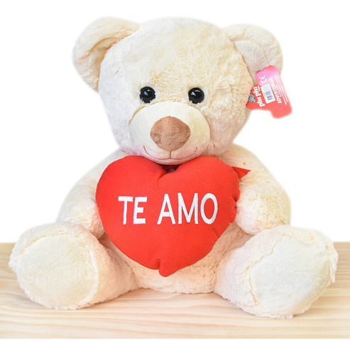 Peluche Oso Sentado Con Corazón, 3 Colores, 43 Cm - 10295