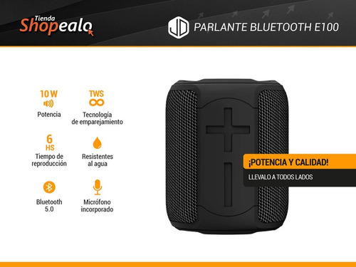 Imagen 2 de 8 de Parlante Portátil Inalambrico Bluetooth 5.0 Jd E100 10w Rms