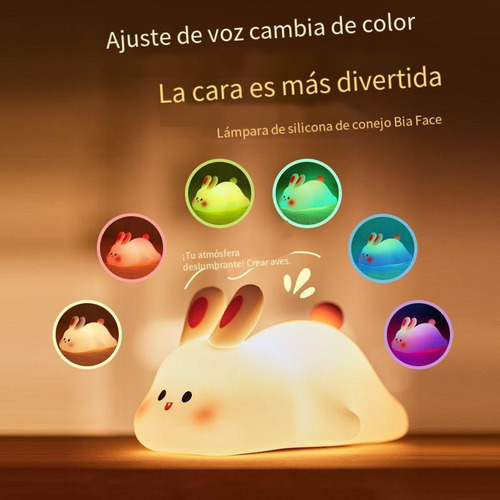 Y Luz Nocturna De Conejo De Silicona Con Temporizador