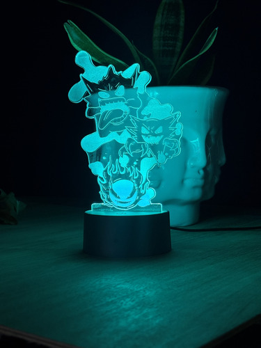 Lampara Led 3d Gengar Pokemon Base Con Luz 16 Colores
