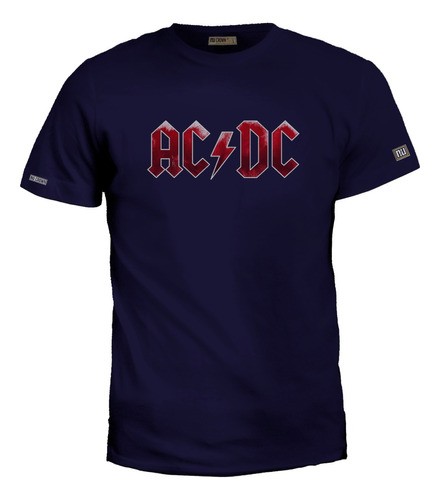 Camiseta 2xl - 3xl Ac Dc Letras Con Textura Rojas Rock Zxb 