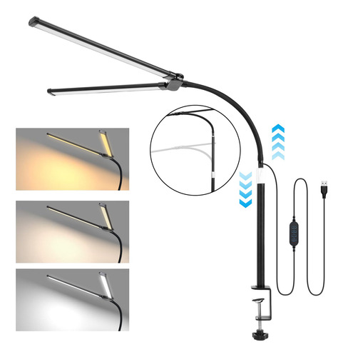 Luminária De Mesa Led Cabeça Dupla Com 30 Níveis De Brilho