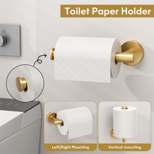 Juego De Hardware De Baño De Oro Cepillado De 5 Piezas, Jueg