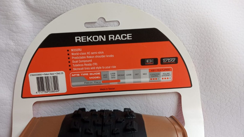 Imagen 8 de 9 de Llanta Maxxis 29*2.25 Rekon Race Tr / Exo / 60tpi /skinwall