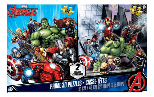 Marvel Avengers X2 Rompecabezas En 3d - 500 Piezas Cada Uno