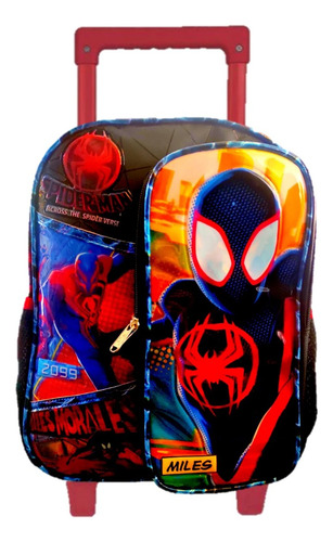 Mochila Spiderman Kinder Con Carro Vs2495