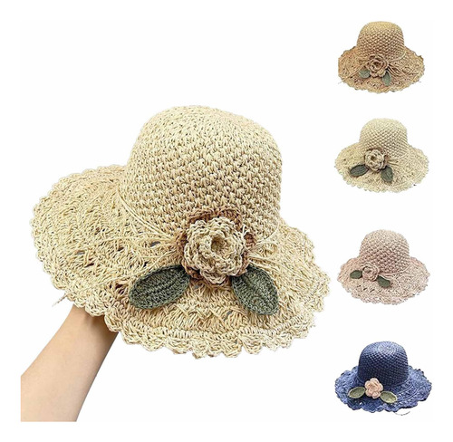 Elegante Sombrero De Paja De Ganchillo Con Detalle De