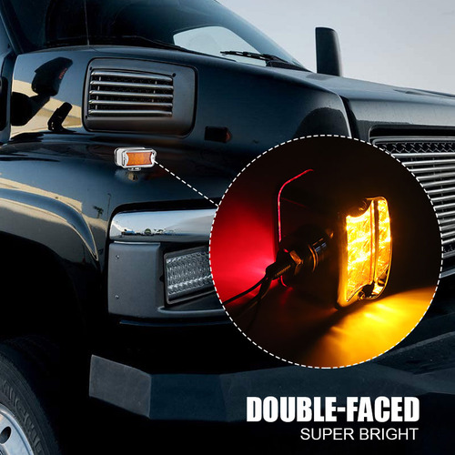 2pcs Truck Led Side Marker Light Dual Face Turn Signal Lamp