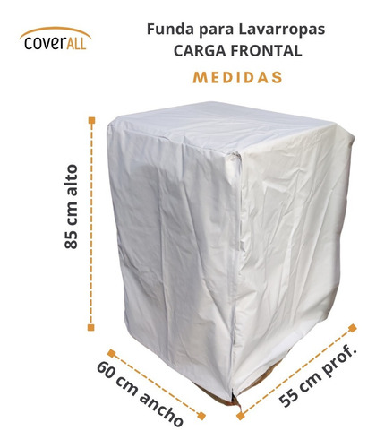 Imagen 2 de 9 de Funda Lavarropas Carga Frontal Con Cierre Tela 100% Imperm