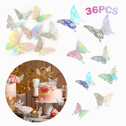 36pcs Mariposas Decorativas Pared 3d Fiestas Adorno Pegatina