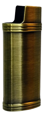 Funda Porta Encendedor Tipo Bic Mini Metal Acero Inox Bronce