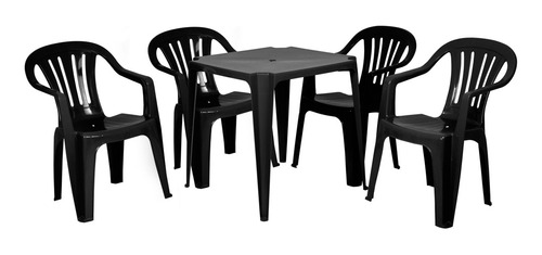 Conjunto De Mesa E 4 Cadeiras Poltronas Plástico Mor