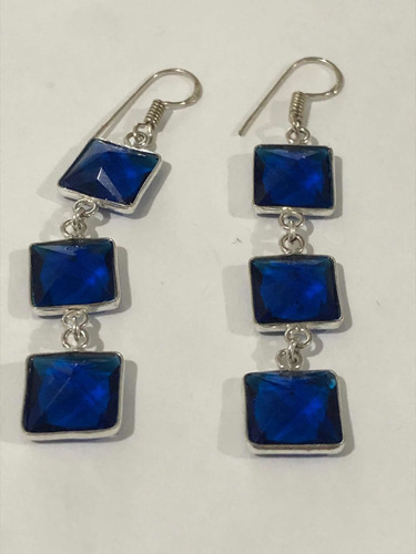 Aretes Pendientes 2.52 Topacio Azul Londres Joyas De Plata