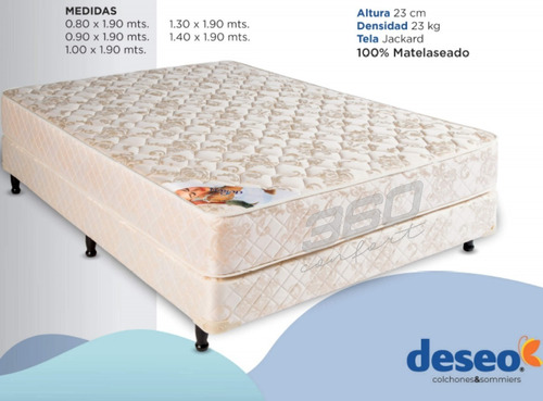 Imagen 2 de 5 de Sommier Deseo Golden Dream - 1 Plaza 80x190x23 Cuotas