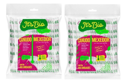 Kit 200 Canudo Colher Ecológico Mexedor Drink Biodegradável Cor Transparente