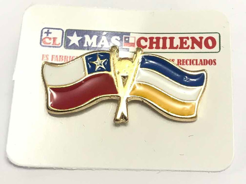 Pin Bandera Chile Entrelazada Actual Y Patria Vieja