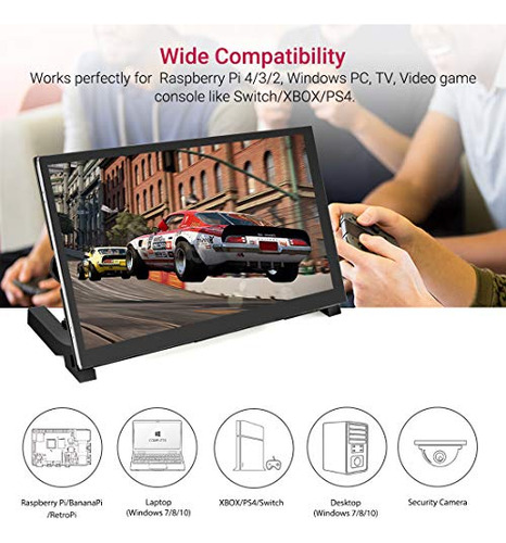 Monitor Raspberry Pi De 7 PuLG Ips Con Pantalla Táctil Usb H