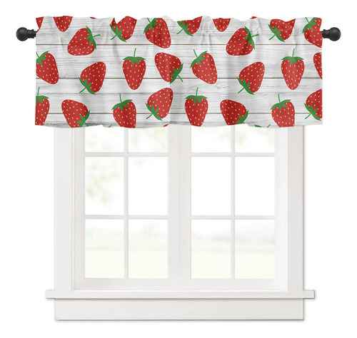 Cortinas Con Cenefas Para Ventana, Deliciosas Fresas Grande.