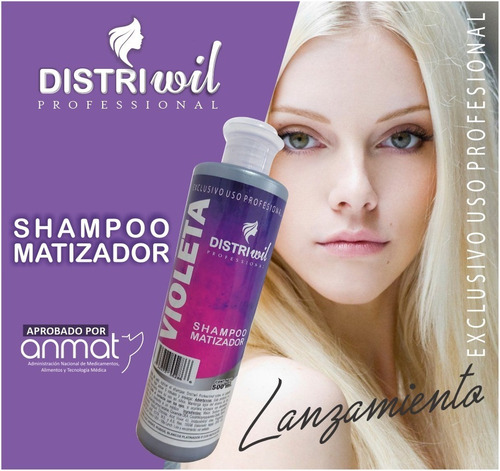 Imagen 5 de 8 de Shampoo Matizador Violeta Distriwil Professional X250ml