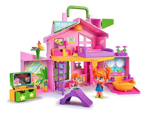 Pinypon Casa Rosa Maletín Portátil Con Muñeca Y 40 Accesorio Rosa Chicle