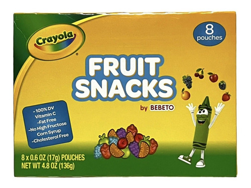 Gomitas Frutales Crayola Fruit Snacks 8 Bolsitas Importadas