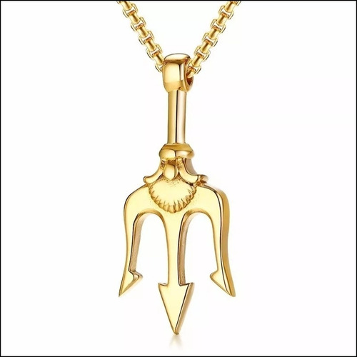 Collar Hombre Mujer Acero Inox 316l Tridente Punk Joyería