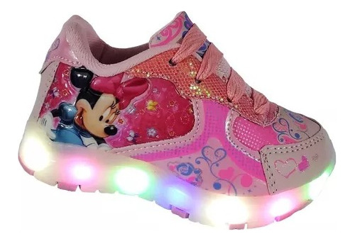 Tenis Niña Minnie Mouse Luces Led Impacto Mickey Mouse